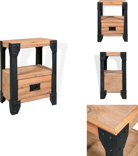 Giga Meubel Nachtkastje Block - Naturel Acaciahout - 30x29x25cm – vtwonen