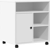 vidaXL Bureau organiser 44,5x24x25 cm bewerkt hout wit, printerkastje, printer kast, printer standaard, bureau organizer, printerstandaard