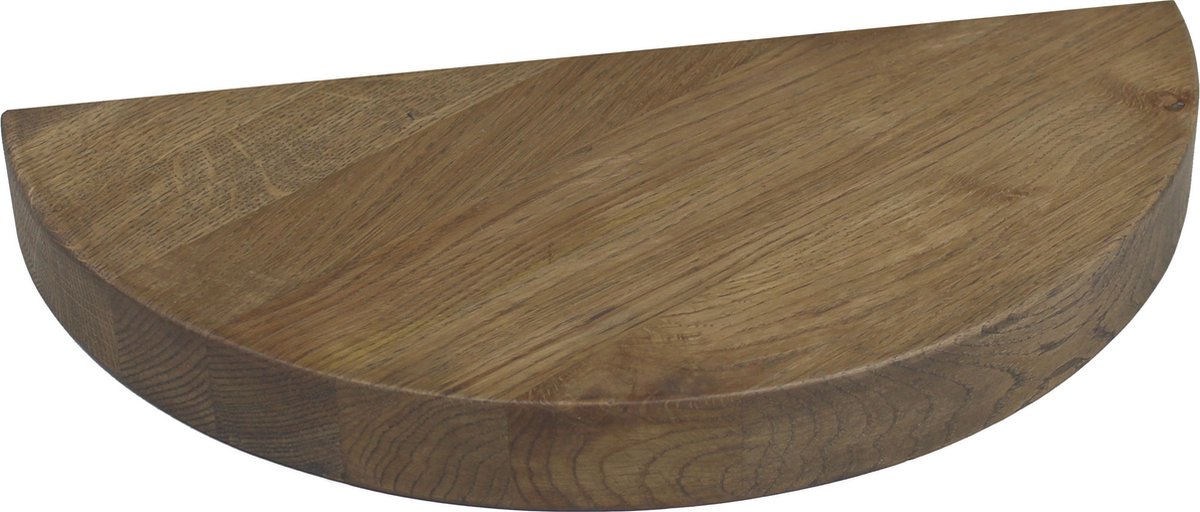 WOODBROTHERS Zwevend nachtkastje eiken klei halfrond 50 cm - Nachtkast - Nachtkastje - Zwevend nachtkastje - Nachtkastjes - Nachtkastjes modern - Nachtkastjes industrieel - Hangend nachtkastje - Zwevend kastje - Bedplank - Bedplankje
