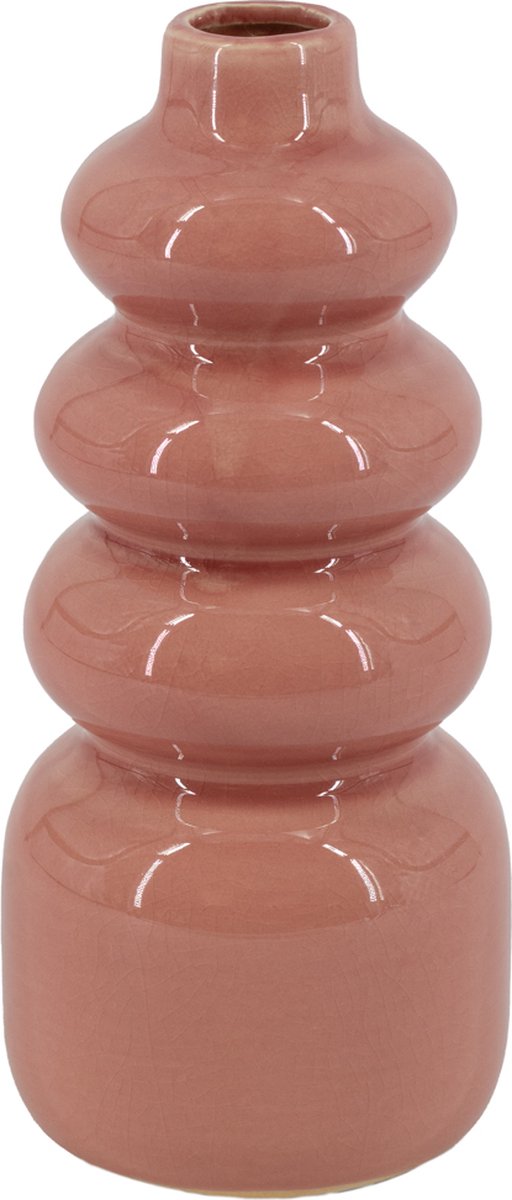 homebound by ky Aardewerk vaas disk pink | 11,5x11,5x25cm | bloemenvaas keramiek schijven roze