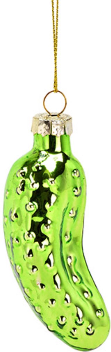 Kersthanger groene Augurk - 8cm - glazen ornament groene pickle - augruk kerstbal - kerstdecoratie - kerstoomversiering