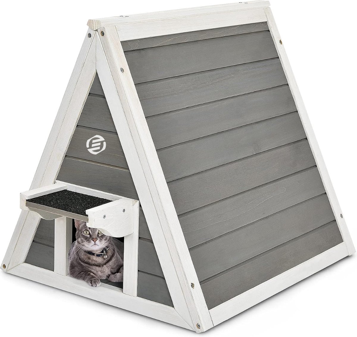 Equivera Kattenhuis Voor Buiten - Kattenhuis Buiten - Kattenhok - Kattenhuisje - Kattenvilla - Kattenhok Buiten