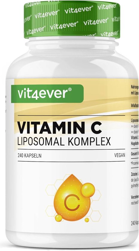 Foto: Vit4ever liposomale vitamine c 240 veganistische capsules premium hoog gedoseerd met 1000mg pure vitamine per dag bijzonder hoge biologische beschikbaarheid