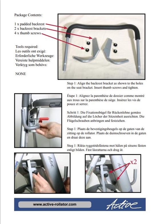 DOSSIER pour un rollator ANWB Active (livraison sans rollator)