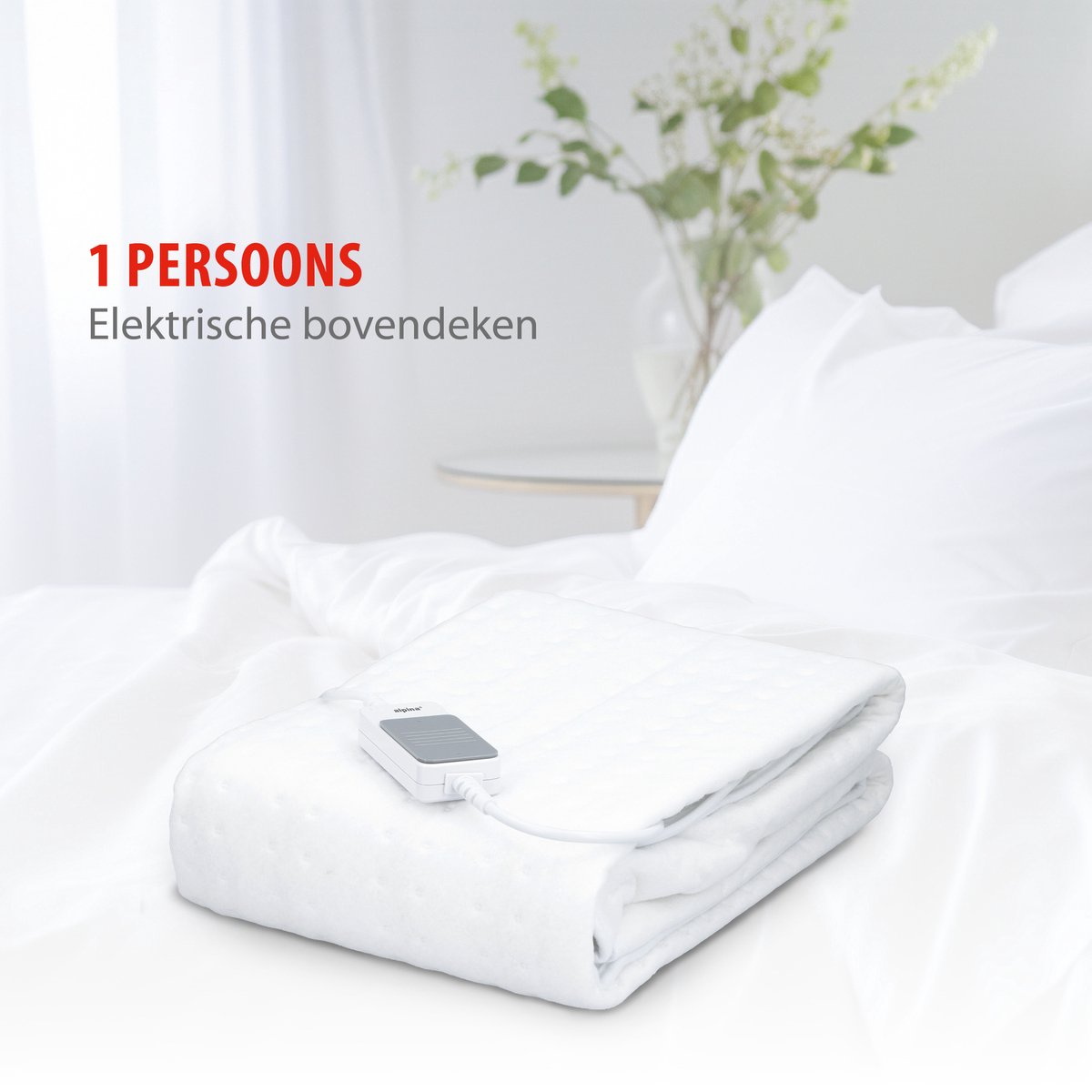 Afbeelding 2 van alpina Warmtedeken 1 Persoons - Elektrische Bovendeken - Onderdeken 3 Standen - Wasbare Elektrische Knuffeldeken - Warmte Deken Elektrisch - Elektrische Omslagdeken 80x150 cm - Wit