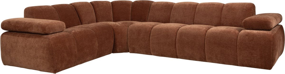 WOOOD Mojo Hoekbank Links - Ribstof - Roest Bruin - 74x310x230 roestbruin links