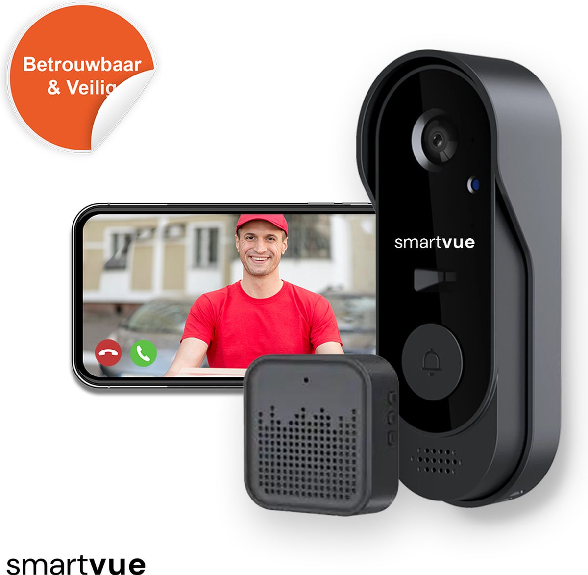 FlinQ Slimme Video Deurbel - FULL HD Camera - Draadloos - Smart Gear