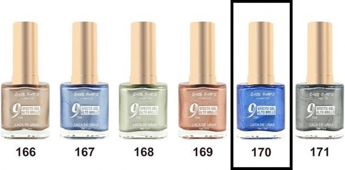 Goedkoopste Easy Paris Cosmetics - Nagellak - Blauw Metallic - 1 flesje met 13 ml inhoud - Nummer 170