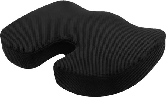 Sleeptight® Zitkussen Orthopedisch - Ergonomisch Stuitkussen Bureaustoel - Wigkussen Auto - Game Stoel Kussen - Autokussen - Staartbeen Kussen - Uitsparing - Gratis Mobiliteitsgids - Zwart - 45cm