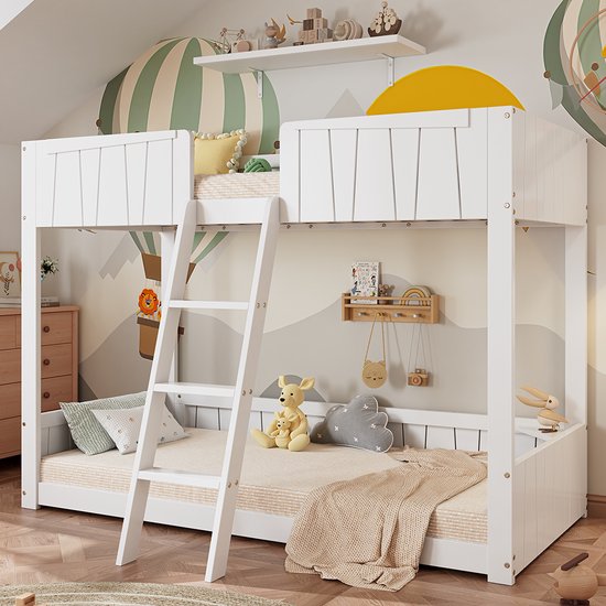 KOMHTOM Lit Maison Avec étagère 90x200 Cm - Blanc - Lit Adulte