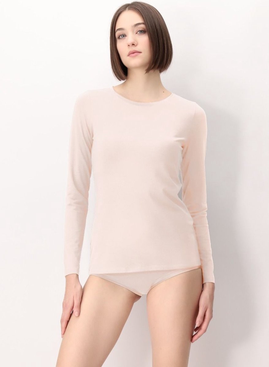 Oroblu Dames Perfect Line Cotton T-Shirt Long Sleeve Sand 2080 Sand - HW24
