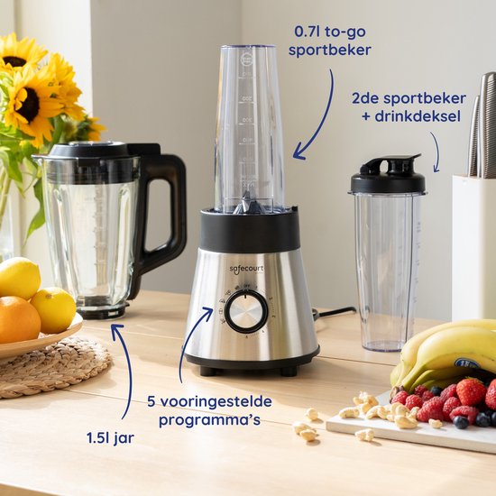Safecourt Kitchen Power blender 5 automatische programma's Smoothie