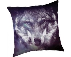 Wolf - blauw - kussensloop - 45x45 cm