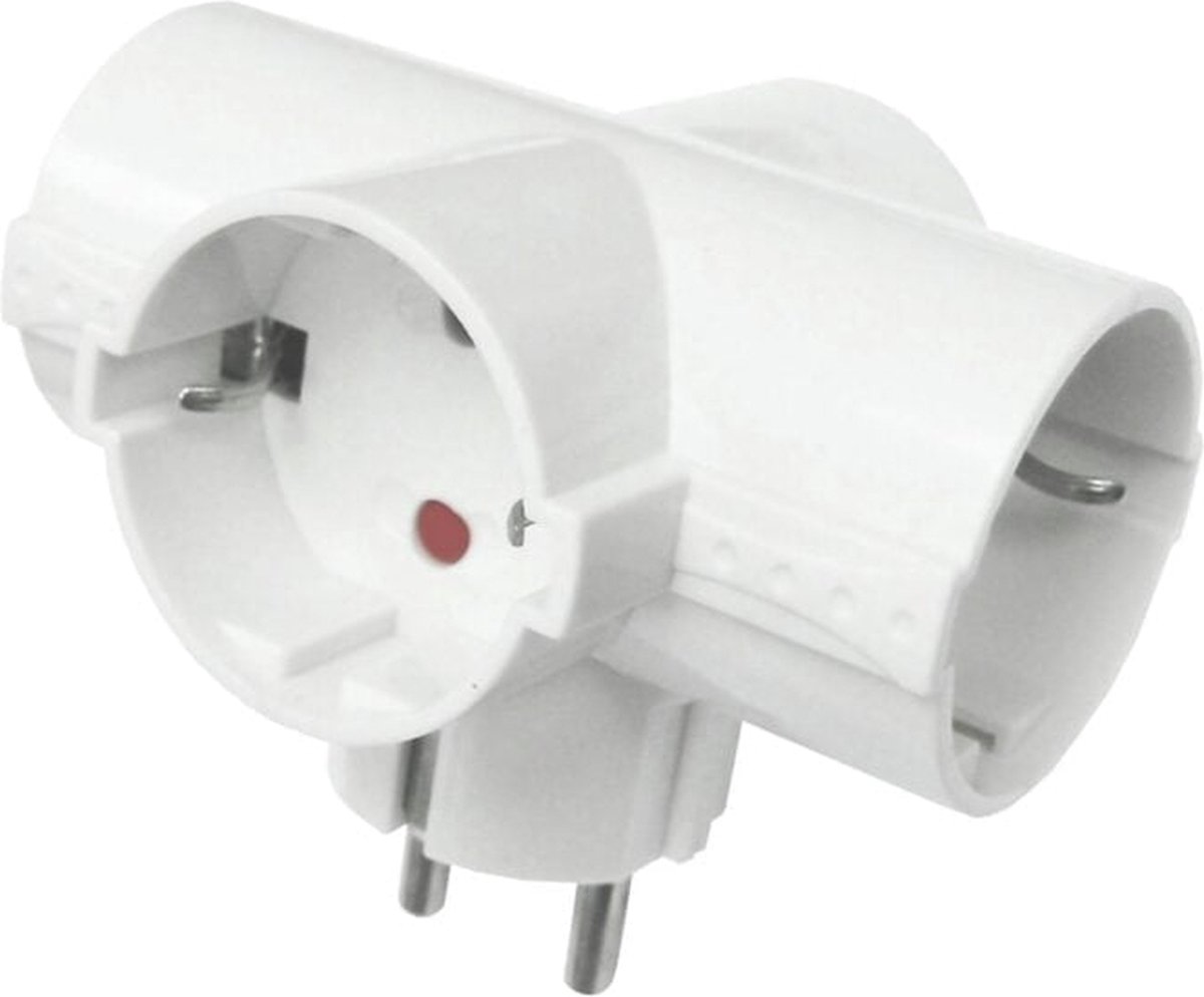 STEKKER 4 WEG MODEL - WIT - 10/16 A - 4 STOPCONTACTEN - GEKEURD - STEKKER ADAPTER - VERDEELSTEKKER