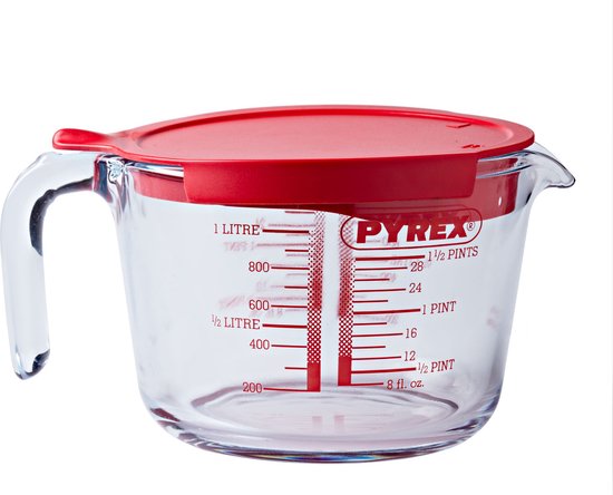 Foto: Maatbeker en deksel 1 liter pyrex classic prepware