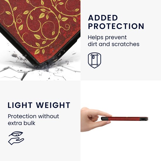 kwmobile e-reader hoesje geschikt voor Pocketbook Verse / Verse Lite / Verse Pro / Color / Vivlio Light/Light HD hoes - E reader flip case met magnetische sluiting - Ereader cover - Sprookjesboek design in geel / oranje / rood van Merkloos — afbeelding 2
