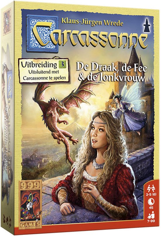 Foto: 999 games carcassonne de draak de fee en de jonkvrouw uitbreiding bordspel