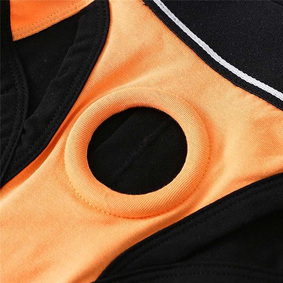 Slip homme moulant Oranje avec trou pour pénis - Sous-vêtements BDSM homme - String court - Jeu de rôle - Erotiek - Polyester de très bonne qualité épaisse
