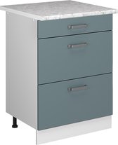 Vicco Élément bas universel R- Line, Blauw gris/ Wit, 60 cm avec tiroirs