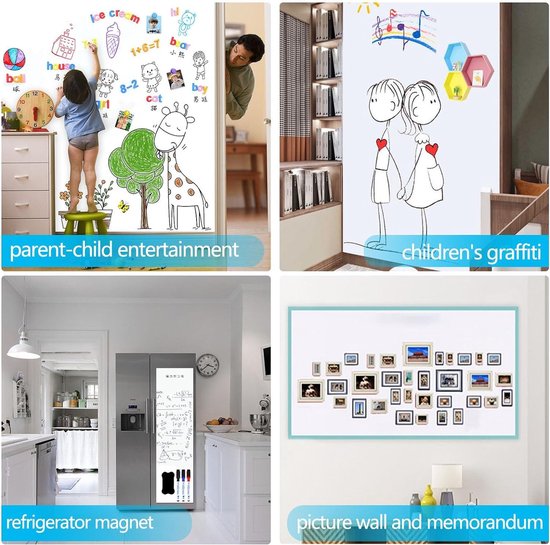 JOMUSAGA Whiteboard Folie, 80 * 40cm, Magnetische Zelfklevende Sticker Diy Inclusief Marker Spons En Magneten Voor School Kantoor Thuis 1011897840 JOMUSAGA Whiteboard Folie, 80 * 40cm, Magnetische Zelfklevende Sticker Diy Inclusief Marker Spons En Magneten Voor School Kantoor Thuis 1011897840