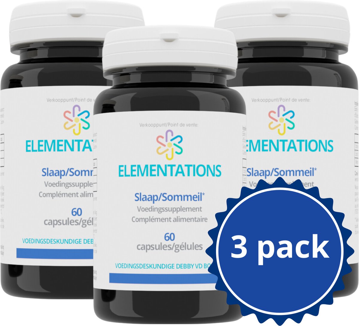 Goedkoopste Elementations Slaapsupplement - Met Melatonine, Eschscholzia Extract & Valeriaan - Natuurlijke Ondersteuning voor een Diepe en Herstellende Nachtrust - Trio Pakket - 3 x 60 Capsules