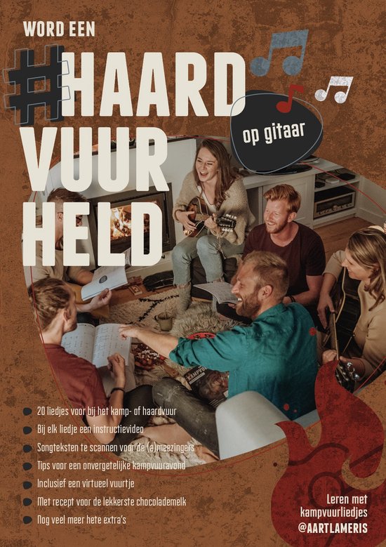 #haardvuurheld Gitaarboek – 20 Populaire Liedjes + Instructievideo’s & Extra Haardvuur Tips - Gitaarspelen voor beginners