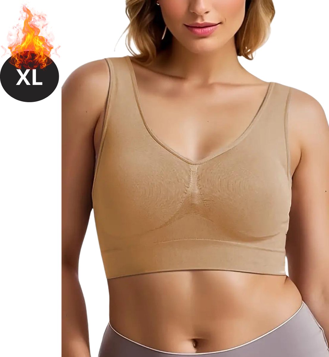 Bovista BH Zonder Beugel - Zonder Bandjes - Push-up Bh's - Comfort Beha - Gemengd - Comfortabel - Lichtabrikoos