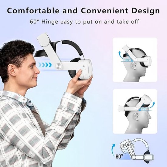 Elite Strap Geschikt voor Meta Quest 3 VR-Bril - Verstelbaar - Verstelbare Comfortabele Strap - 3D Bril Accessoires - Wit - Hoofdkussen - Anti Scratch Lens Cover Geschikt - VR-bril niet inbegrepen!