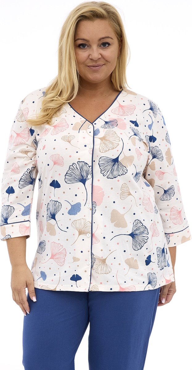 Cornette Dames Pyjama Winter Grote Maten Tess 842/394 46 / Blauw