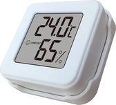 Hygrometer Met Houder - Weerstation - Luchtvochtigheidsmeter - Thermometer Voor Binnen - Incl. Batterij & Plakstrip - Wit