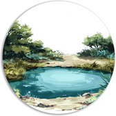 doorkijk muurcirkels - Water schilderij - Wandbord Natuur - Muurdecoratie modern - Schilderij - Slaapkamer accessoires muurcirkel aluminium 40x40 cm