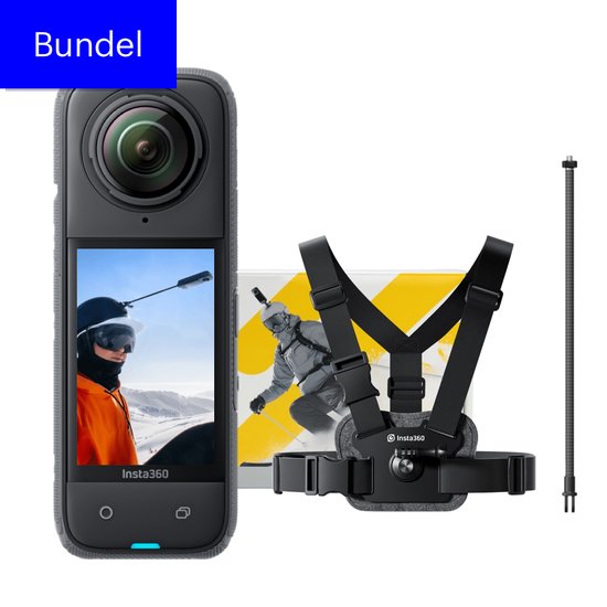 Insta360 X4 - Actioncam - 360 graden-camera - 8K - Sneeuw bundel - Met harnas en helm accessoires