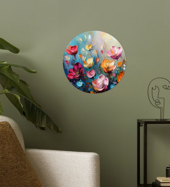 WallCircle® - Papier peint cercle 30x30 cm - Stickers muraux Fleurs - Coloré - Abstrait - Peinture - Nature - Cercle mural salon - Cercle mural chambre - Décoration de chambre autocollante - Accessoires de Décoration murale