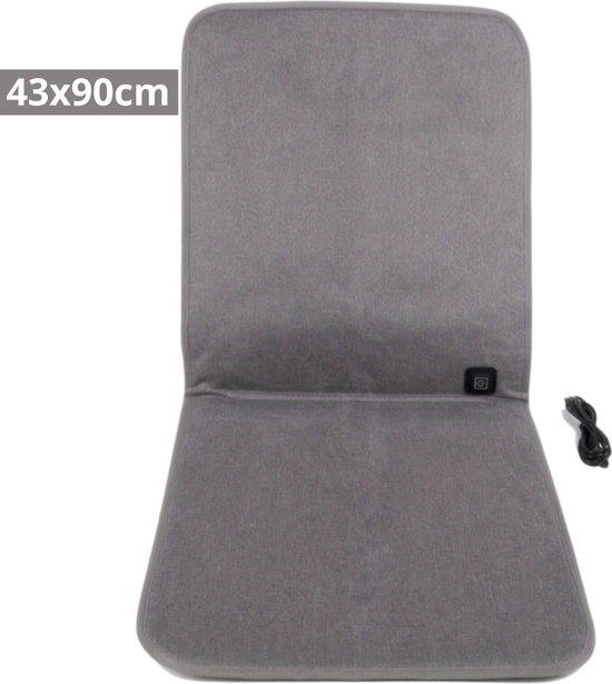 Coussin chauffant Bovista - Coussin chauffant - Chaise de bureau chauffante - Chauffage de siège pour le bureau - Chauffage de siège à la maison - Chauffage de siège électrique - USB - 43x90cm