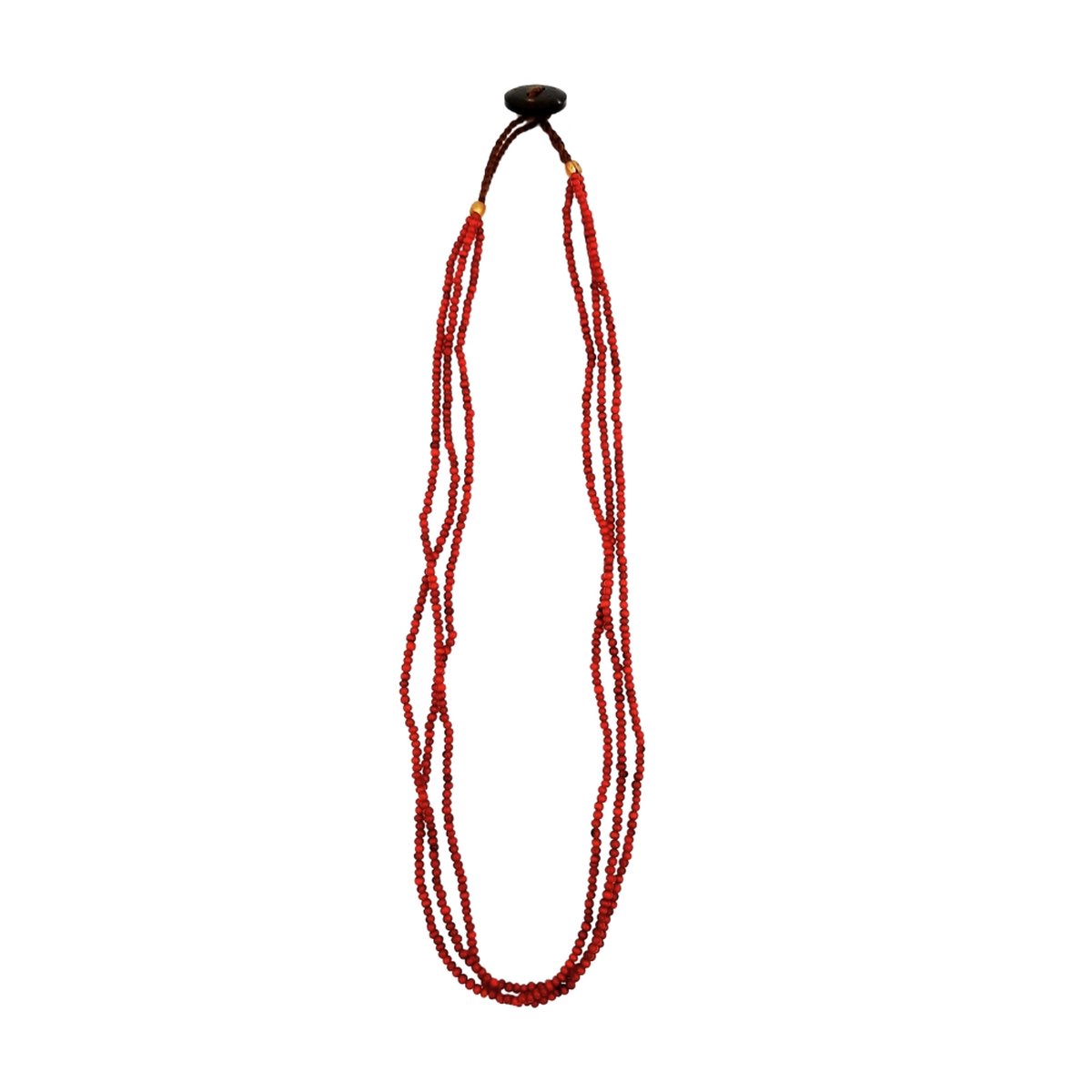 Collier | White Heart | Rood - 3 strengen 'white heart' glaskraaltjes met kokosnoot-knoop sluiting