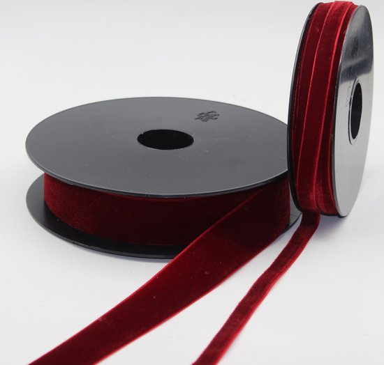 5 Meter ENKELZIJDIG FLUWEEL LINT / VELOURSLINT, Breedte 10MM, Kleur BORDEAUX 13