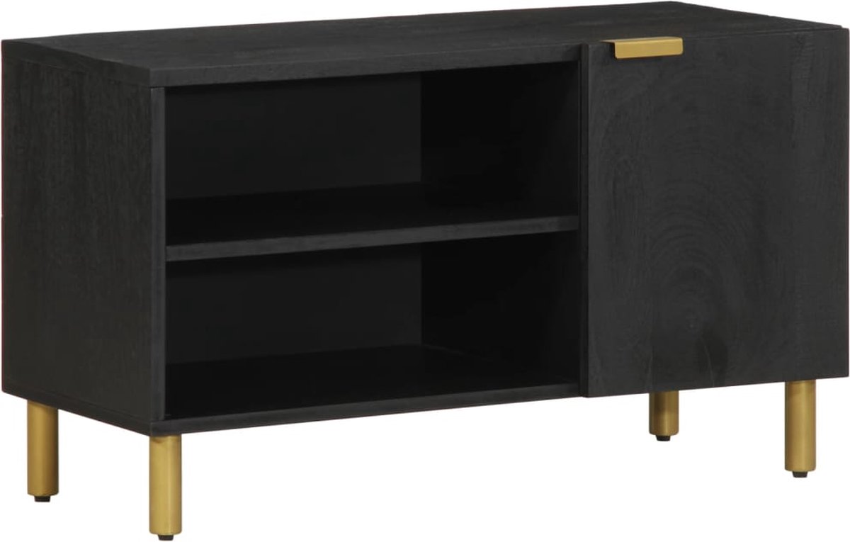 vidaXL - Tv-meubel - 80x33x46 - cm - bewerkt - hout - zwart