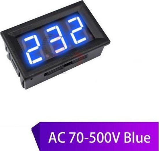 Inbouw AC Voltmeter vanaf 70V tot 500V / Blauw LED / eenvoudig aan te  sluiten | bol.com
