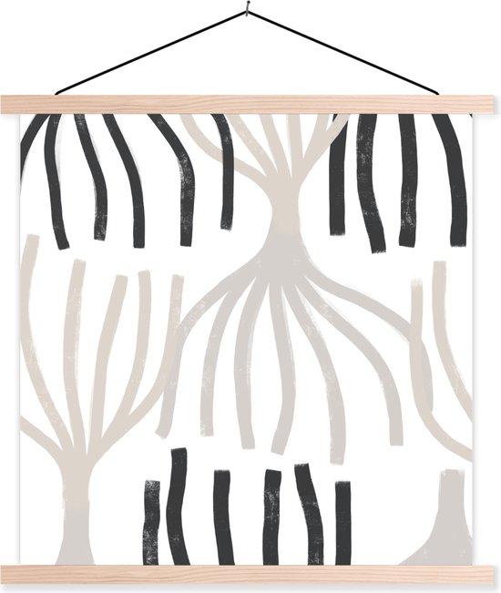 Porte-affiche avec affiche - Affiche scolaire - Ligne - Pastel - Abstrait - Motifs - 120x120 cm - Lattes vierges