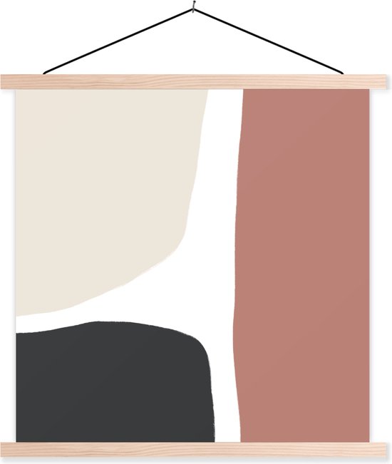 Posterhanger incl. Poster 90x90 cm - Schoolplaat - Pastel - Abstract - Design - Textielposter - Blanke latten