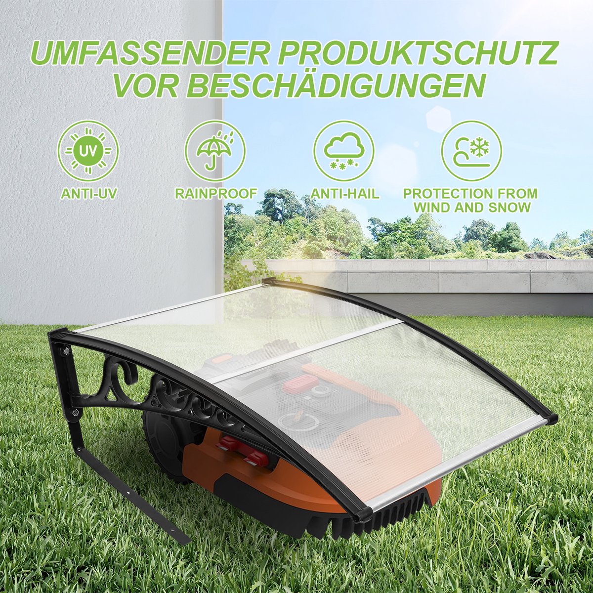 Afbeelding 3 van Grasmaaier garage Beschermt robotmaaier dak Robomove Carport accessoires Beschermhoes