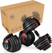 Bol.com AJ-Sports Verstelbare Dumbell 24 KG - 2kg t/m 24kg - Dumbells set - Gewichten set - Halterset - Fitness gewichten - Krac... aanbieding