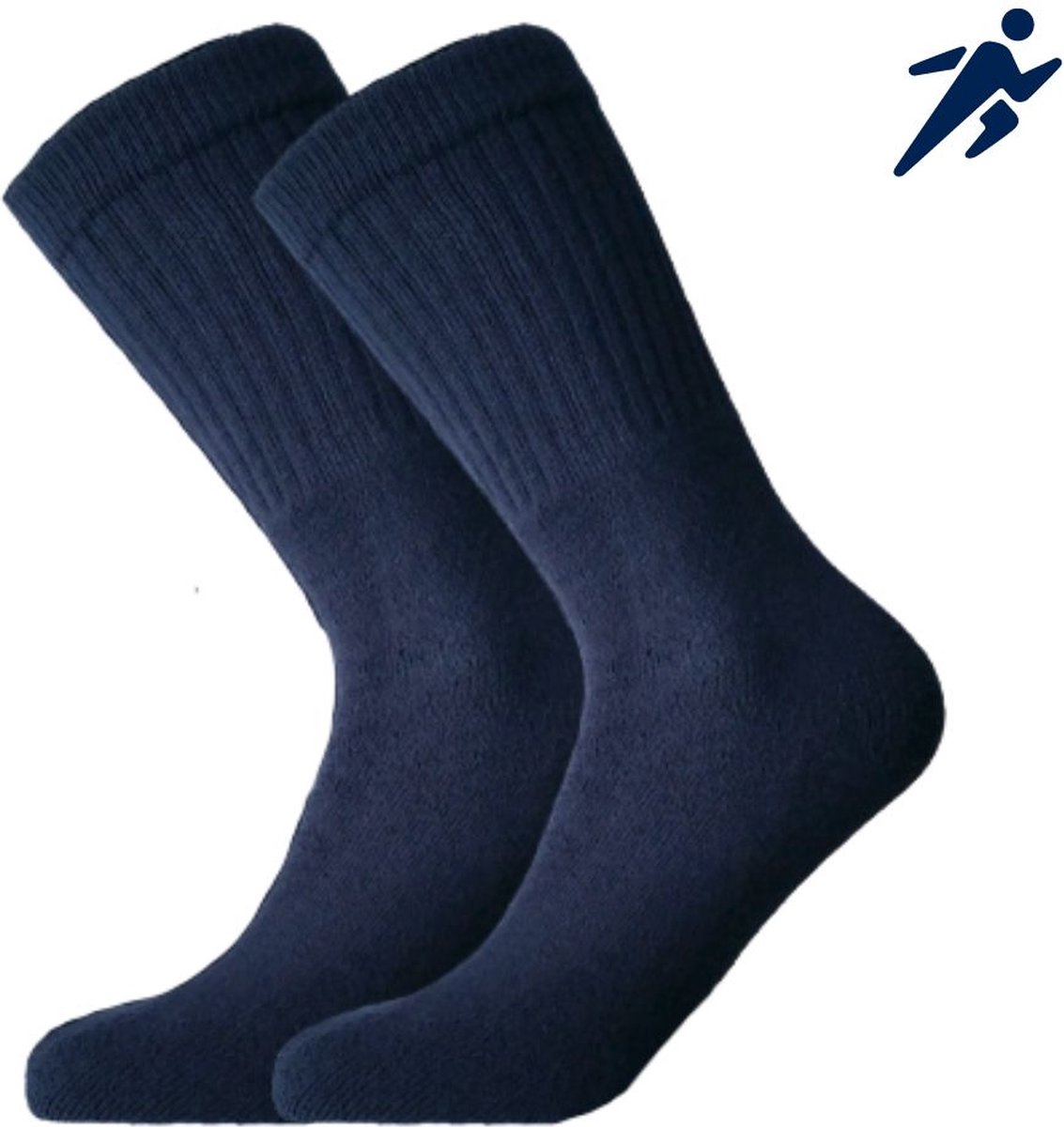 Sportsokken – 10 Paar – Marineblauw – Badstof – Katoen – Unisex – Maat 47-50