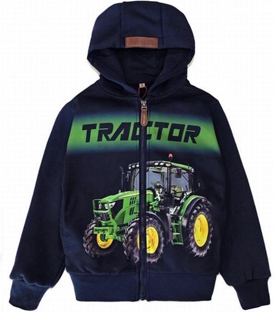 Gilet de survêtement Kinder , tracteur John Deere , couleur bleu foncé, sweat à capuche, taille 92