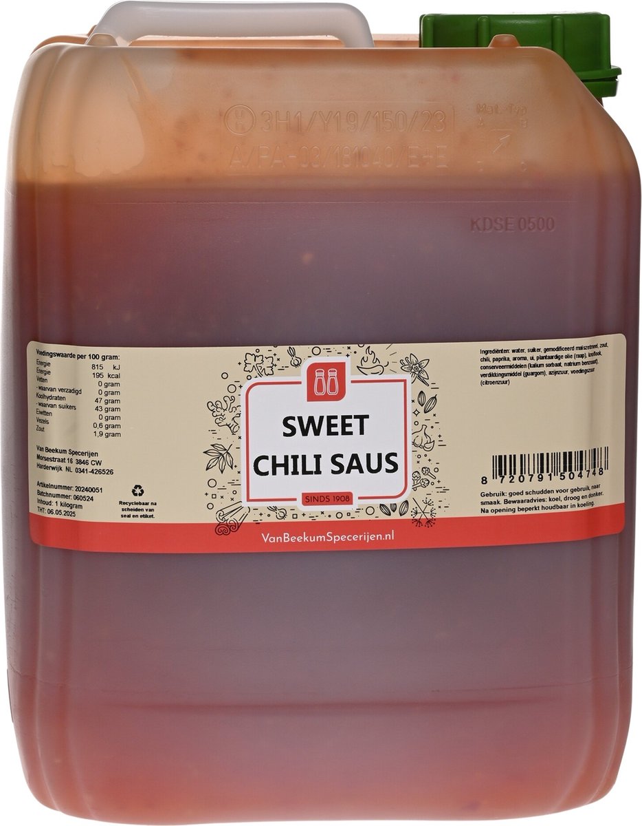 Van Beekum Specerijen - Sweet Chili Saus - Jerrycan 6 KG