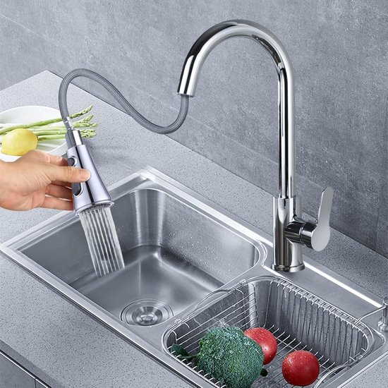 Kraan opzetstuk, draaibaar, 360 graden draaibaar, waterbesparing met 2 sproeifuncties, M22/M24 schroefdraad, waterkraan, beluchter voor keuken en badkamer