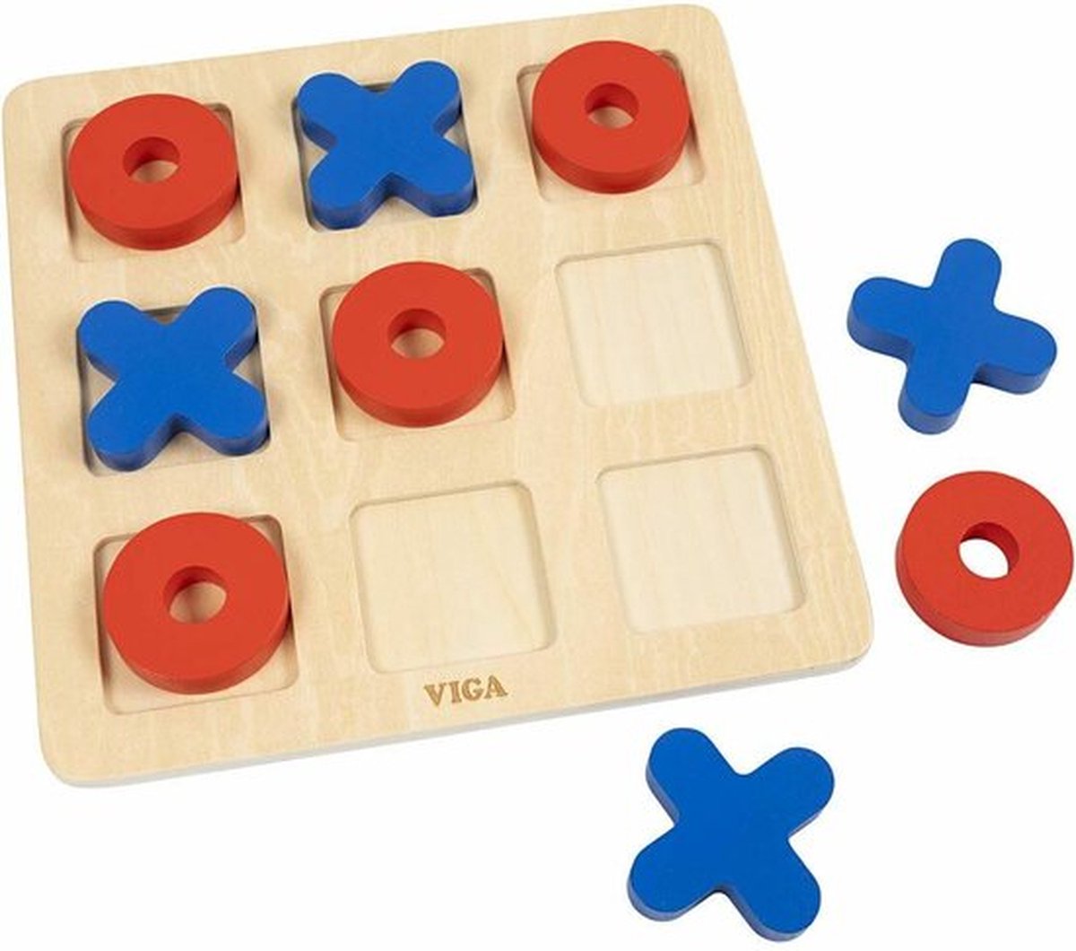 VIGA Boter-Kaas-en-Eieren Bordspel - Houten Spel voor Peuters en Kleuters - Afmetingen 22x0,9 cm - Educatief en Leuk Spel voor Thuis