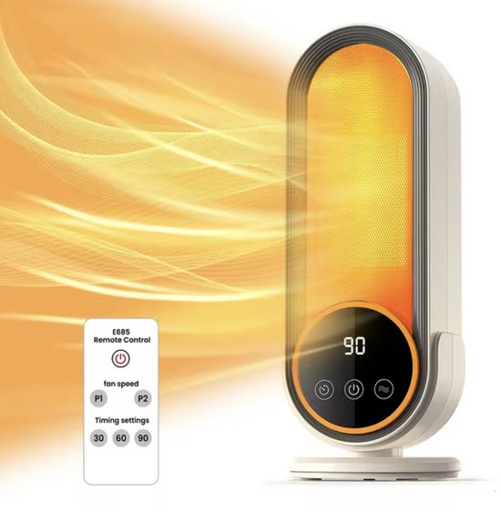 J&R Elektrische verwarming - Elektrische heater - Elektrische kachel - Ventilator kachel - Draagbaar - 1200W - Wit