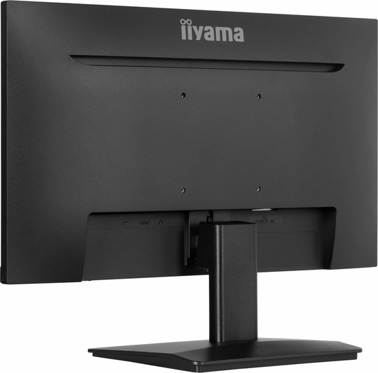 Achterkant van een zwarte monitor met de merknaam 'iiyama' en poorten.