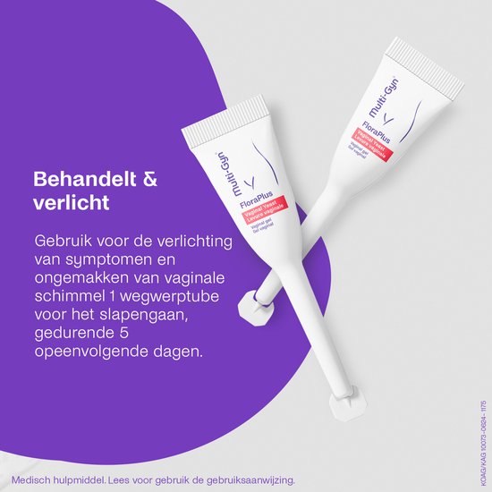 Multi-Gyn Floraplus, 5 x 5 ml - Vaginale Schimmelbehandeling tegen Schimmelinfectie, Intieme Hygiene voor Vaginale Gezondheid, Effectief binnen 10 minuten, Direct verzachtende werking met prebiotica, Klinisch bewezen